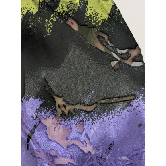 Vintage Y2K Top Silk Blouse Burnt Cutout Kimono Punk Darkness Semi Sheer One Sz - Picture 6 of 8